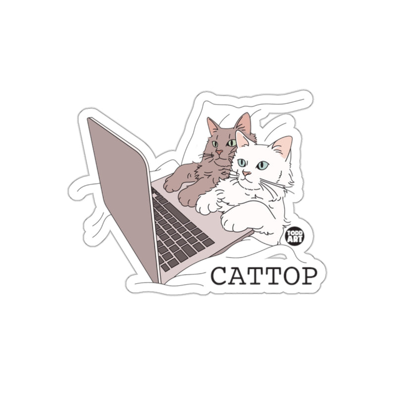 Load image into Gallery viewer, Cattop Two Cats on a Laptop Cute Feline sticker
