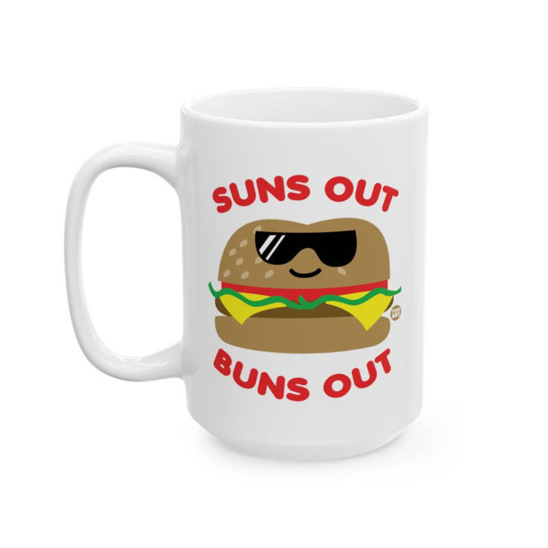 Load image into Gallery viewer, Suns Out Buns Out Burger Mug with Funny Coffee Design
