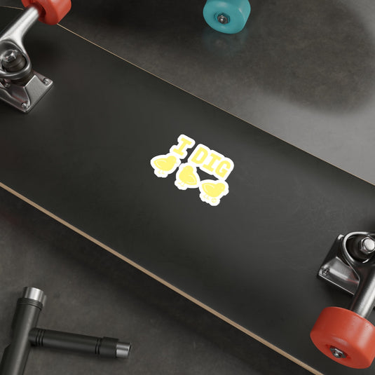 I DIG Sticker with Cartoon Chicks Skateboard Graphics