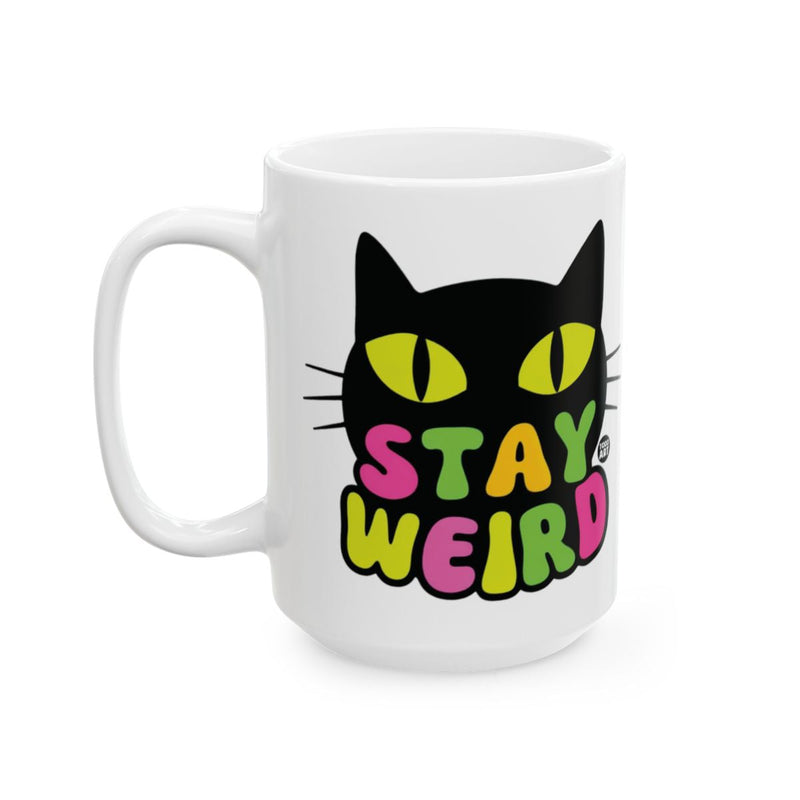 Load image into Gallery viewer, Stay Weird Black Cat Graphic Ceramic Mug Cup
