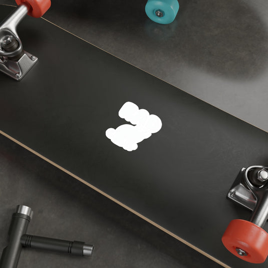 Modern Skateboard Deck with Orange and Blue Wheels