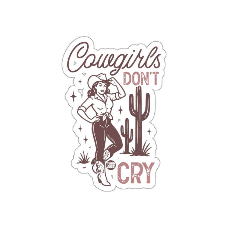 Load image into Gallery viewer, Cowgirls Don't Cry Cactus Sticker Retro Western Design

