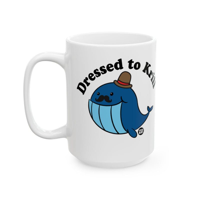 Load image into Gallery viewer, Dressed to Krill Cartoon Whale Design Coffee Mug
