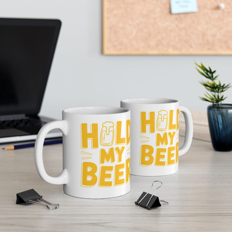 Load image into Gallery viewer, Hold My Beer Yellow and White Drinkware Product
