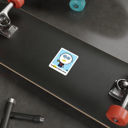 Adorable Cartoon Character Sticker on Skateboard