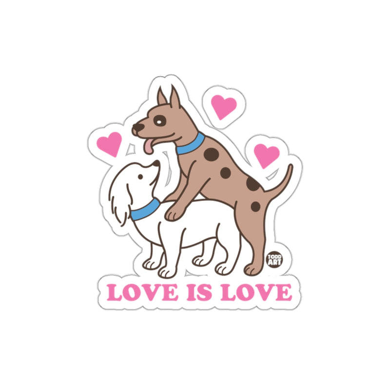 Load image into Gallery viewer, Love Is Love Dog Design Sticker with Hearts
