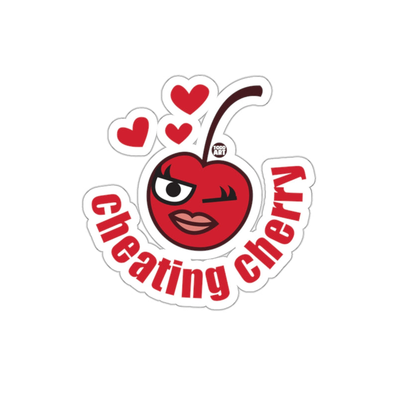 Load image into Gallery viewer, Cheating Cherry Sticker with Red Hearts Design

