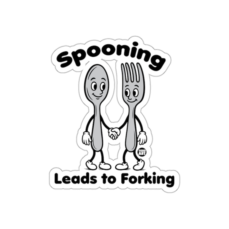 Load image into Gallery viewer, Spooning Leads to Forking Funny Sticker Graphic Decal
