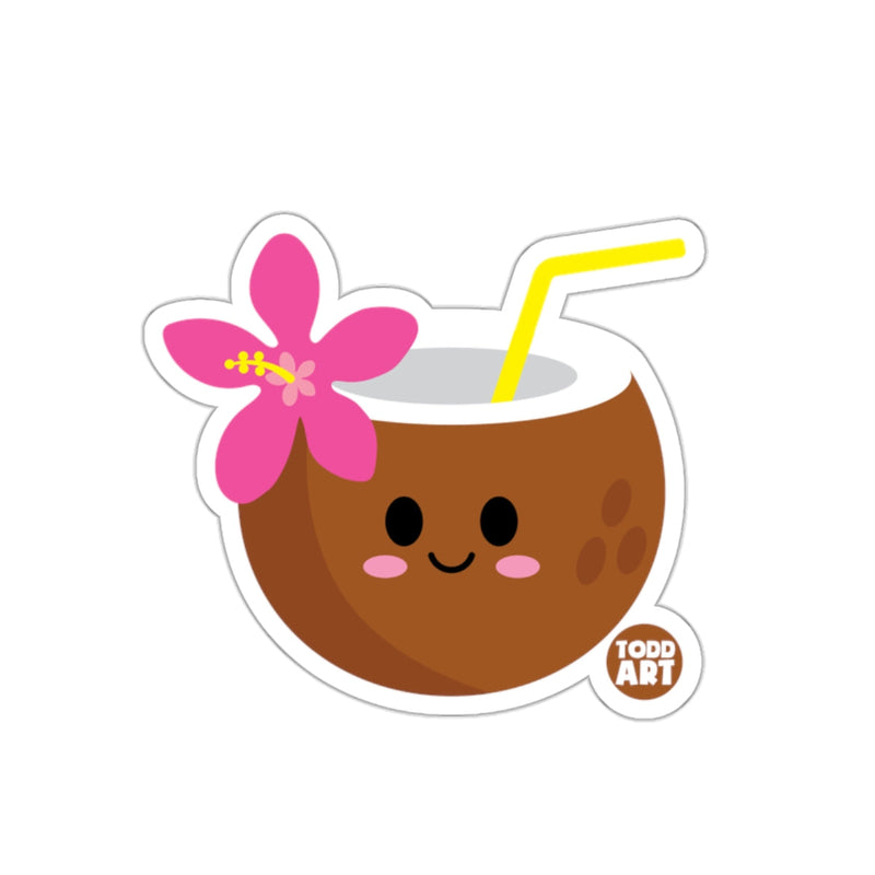 Load image into Gallery viewer, Cute Coconut Drink with Flower Cartoon Sticker
