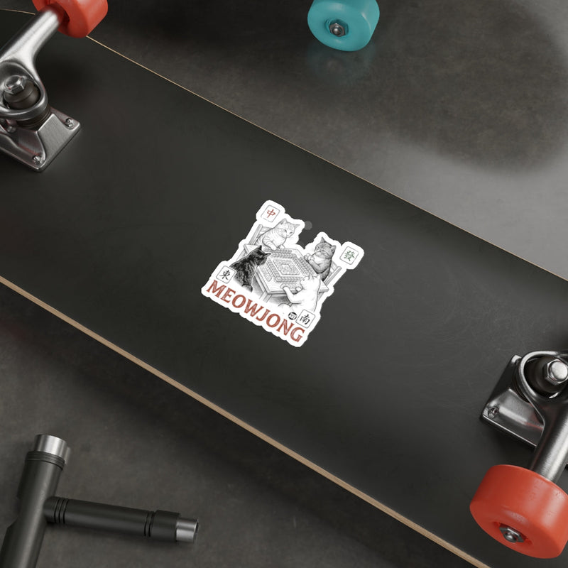 Load image into Gallery viewer, MEOWJONG Cats Playing Mahjong Table Game Sticker 
