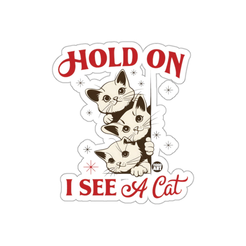 Load image into Gallery viewer, Hold On I See A Cat Sticker Cute Cats Illustration
