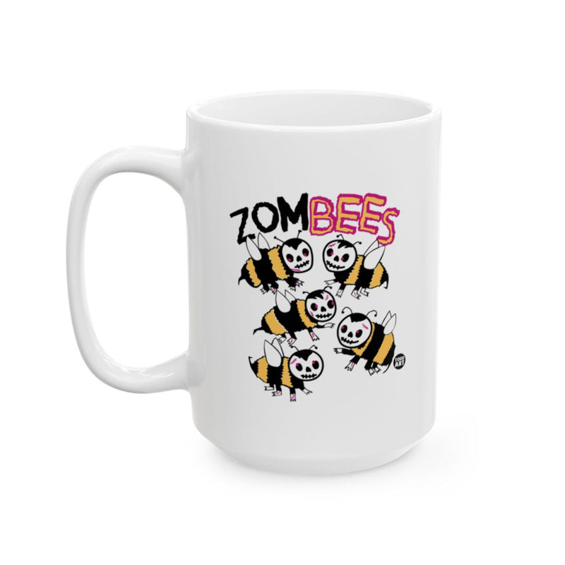 Load image into Gallery viewer, Zombees design mug with fun and quirky zombie bees
