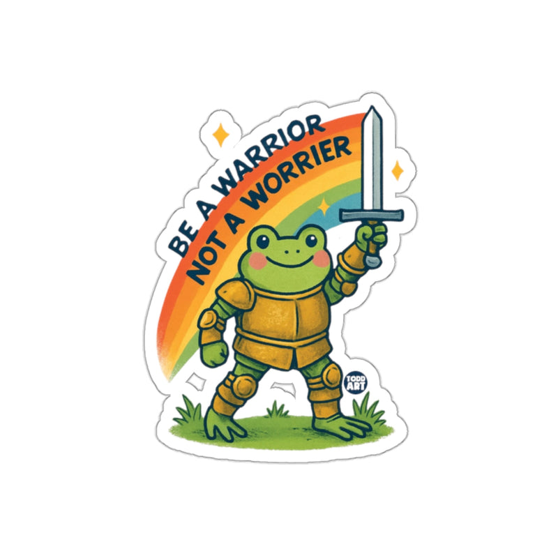 Load image into Gallery viewer, Be A Warrior Not A Worrier Rainbow Frog Sticker
