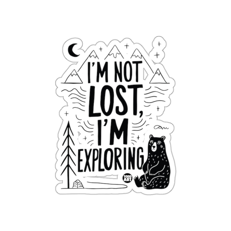 Load image into Gallery viewer, I'm Not Lost I'm Exploring With a Bear and Mountains sticker
