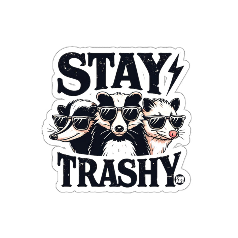 Load image into Gallery viewer, Stay Trashy Badgers and Opossum Artwork Design sticker
