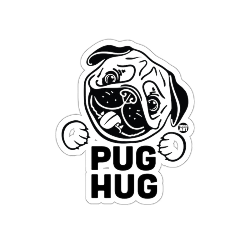 Load image into Gallery viewer, Pug Hug Black and White Todd Art Illustration Sticker
