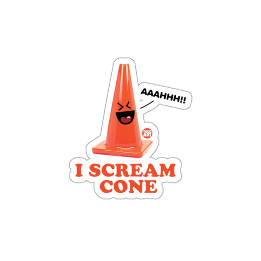 I Scream Cone Funny Sticker for Humorous Decorations