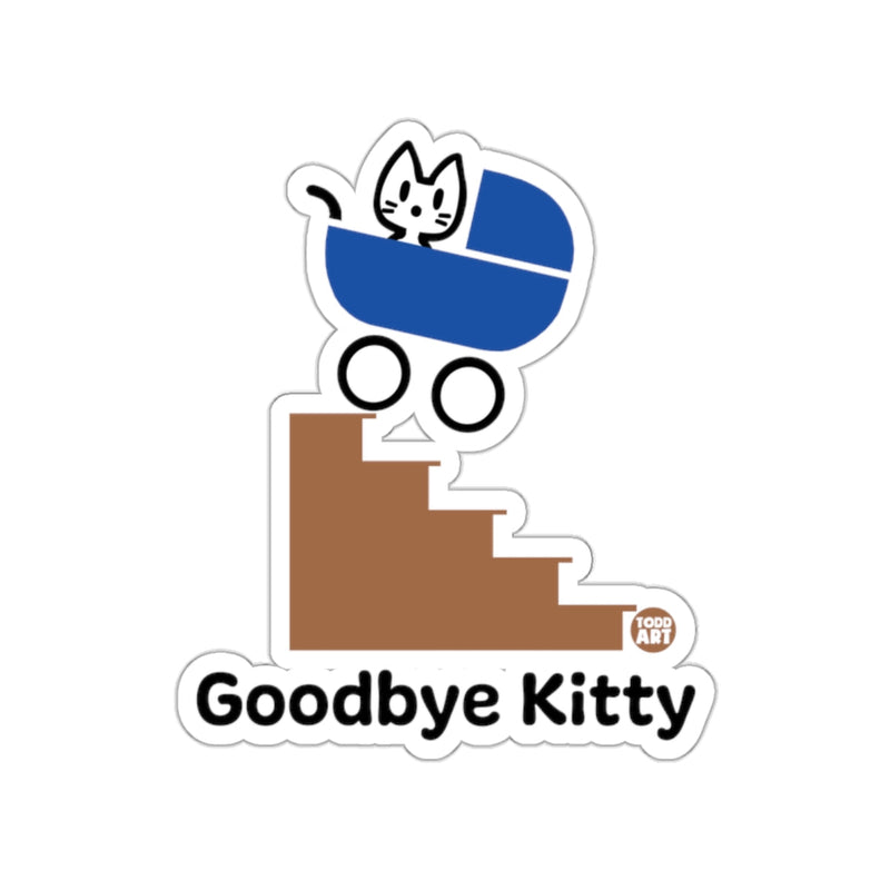 Load image into Gallery viewer, Goodbye Kitty Sticker with Cat in Stroller Design
