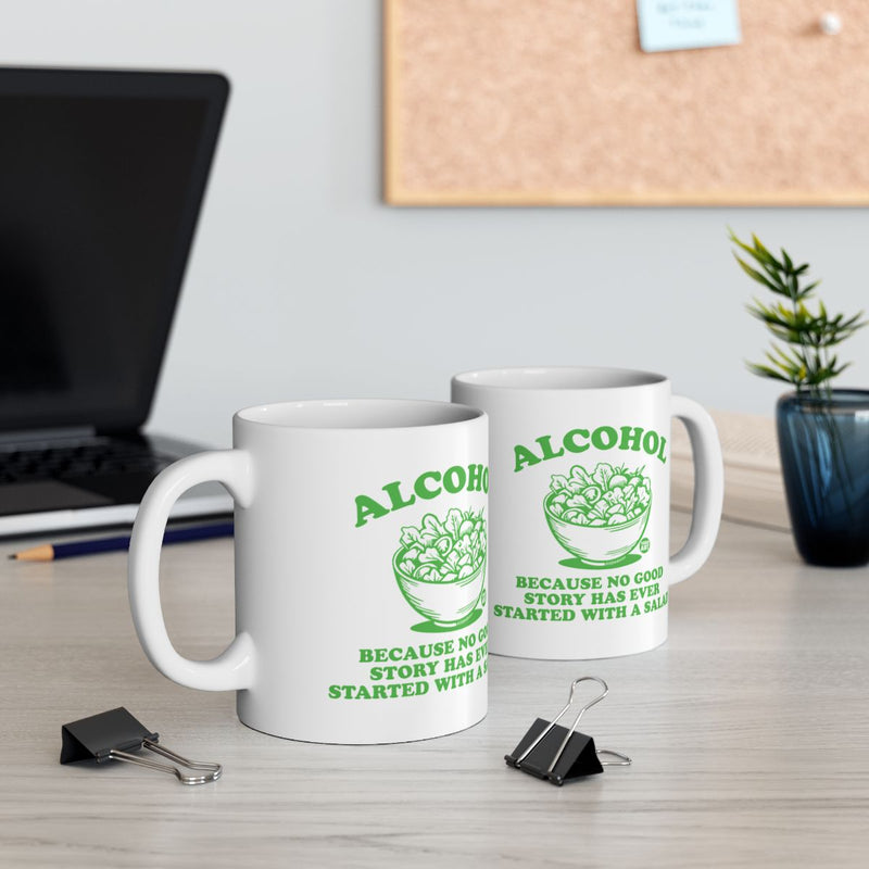 Load image into Gallery viewer, Alcohol Because No Good Story Salad Mug

