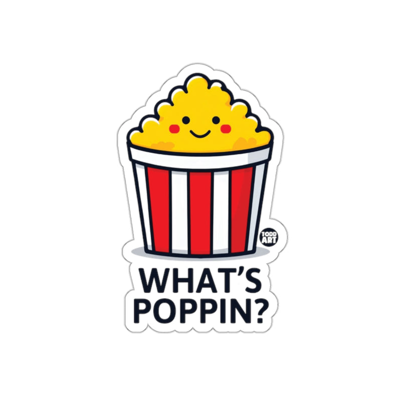 Load image into Gallery viewer, What's Poppin? Popcorn Smiling Sticker Decal

