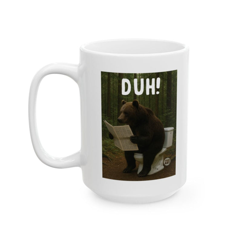 Load image into Gallery viewer, Bear Reading Newspaper on Toilet DUH! Mug
