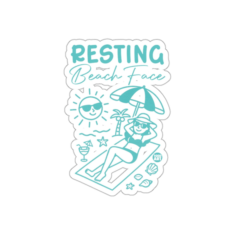 Load image into Gallery viewer, Resting Beach Face Sun and Palm Tree Graphic Sticker
