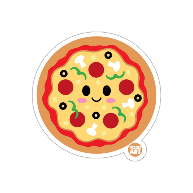 Load image into Gallery viewer, Cute Smiling Pizza with Toppings Fun Sticker
