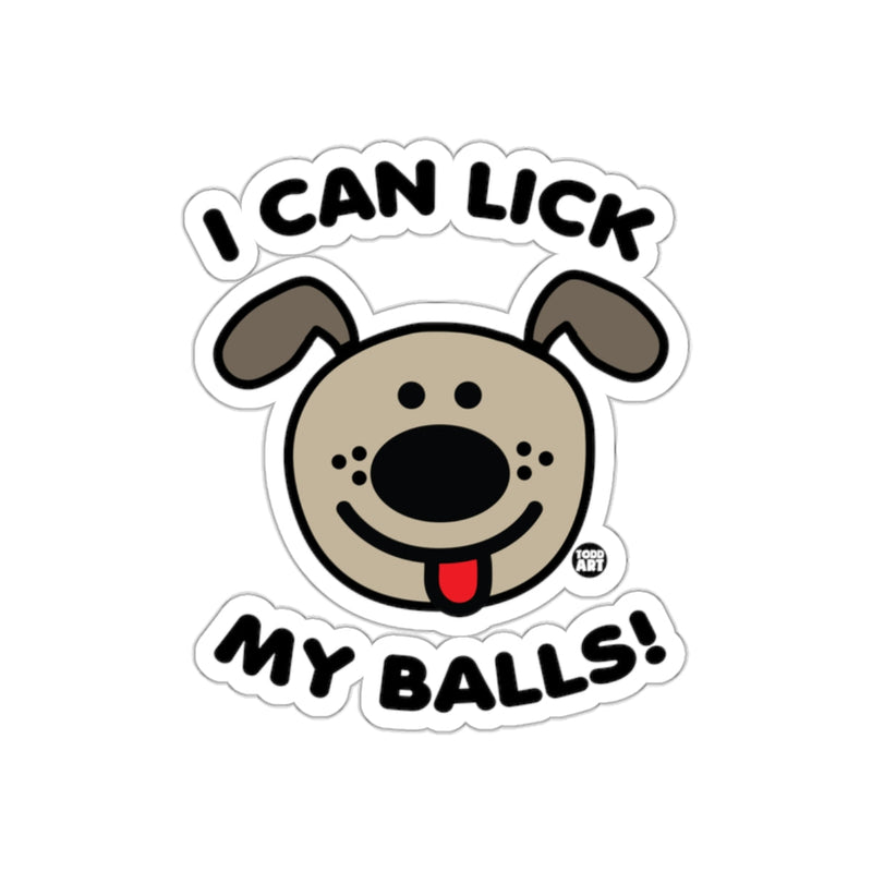 Load image into Gallery viewer, I Can Lick My Balls Funny Dog Face Sticker Design
