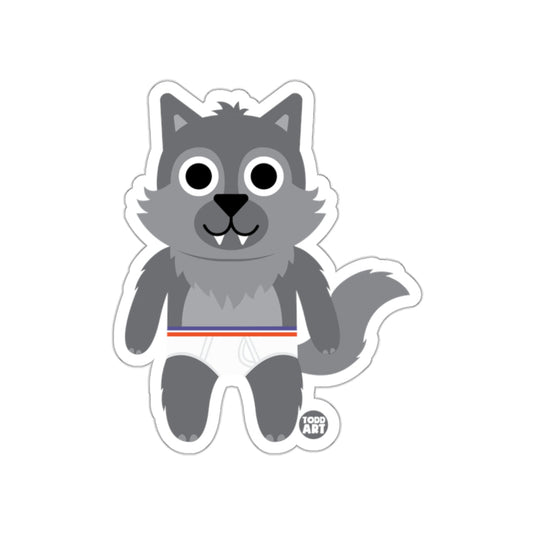 Cute Cartoon Wolf Character Sticker for Kids