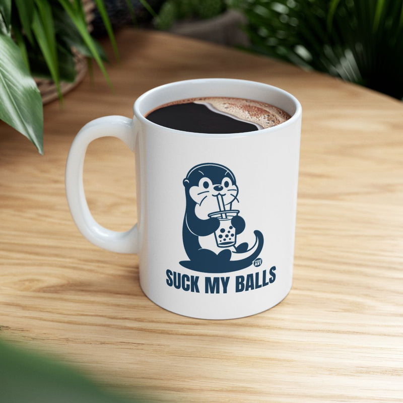Load image into Gallery viewer, Funny Suck My Balls Otter Drinking Bubble Tea Mug
