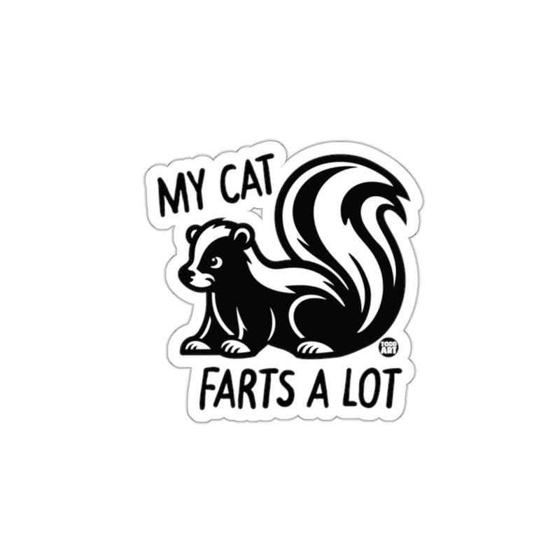 Load image into Gallery viewer, Black and White My Cat Farts A Lot Humor Sticker
