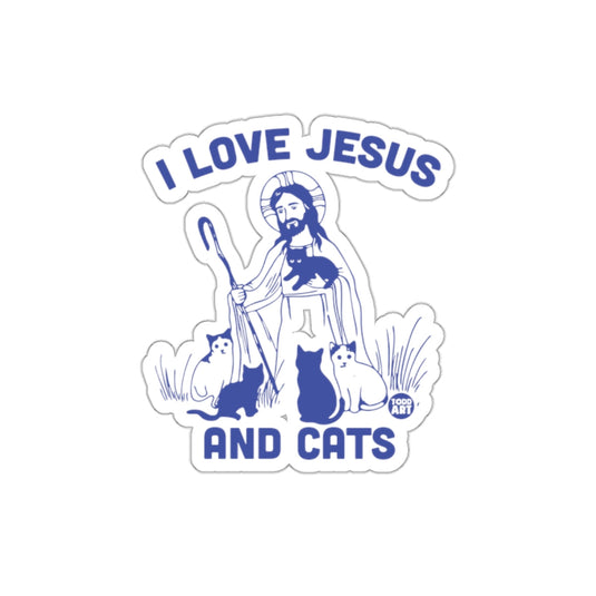 I Love Jesus And Cats Design Sticker For Pet Lovers
