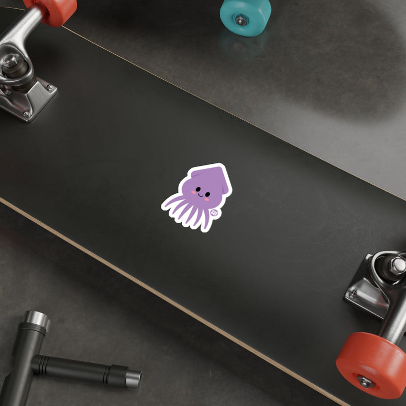 Load image into Gallery viewer, Cute Purple Squid Sticker on Skateboard Product
