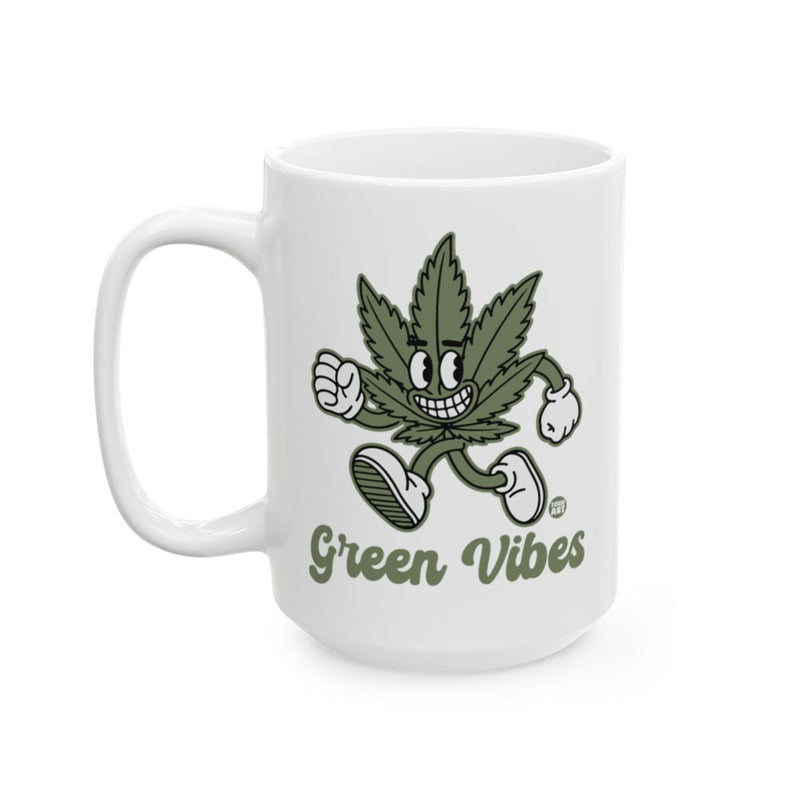 Load image into Gallery viewer, Green Vibes Walking Leaf Cartoon Character Mug
