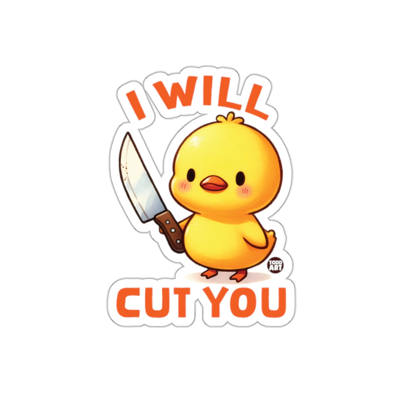 Load image into Gallery viewer, I Will Cut You Cute Bold Chick With Knife Sticker
