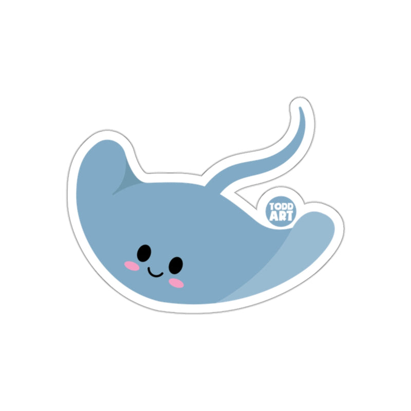 Load image into Gallery viewer, Cute Happy Blue Stingray Sticker Todd Art Design
