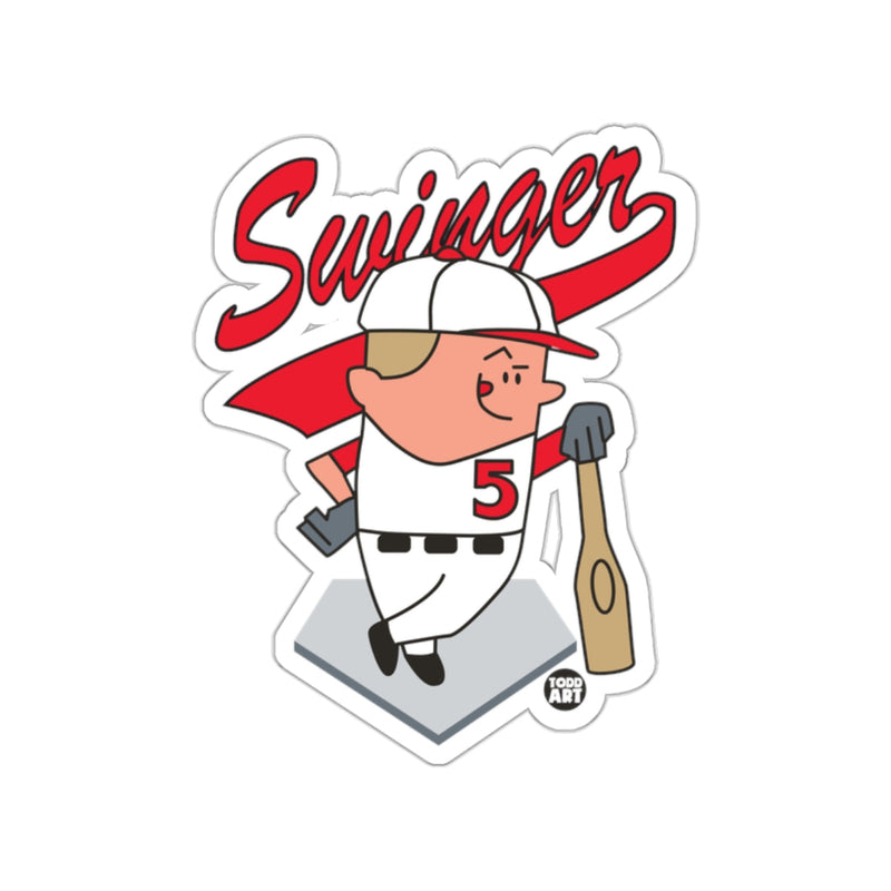 Load image into Gallery viewer, Swinger Cartoon Baseball Player Sticker Fun Design
