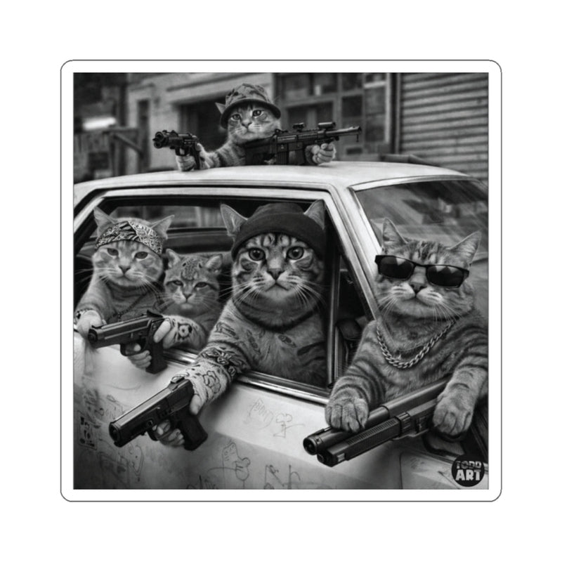 Load image into Gallery viewer, Gangster Cats Driving Car Armed Feline Squad Cool 
