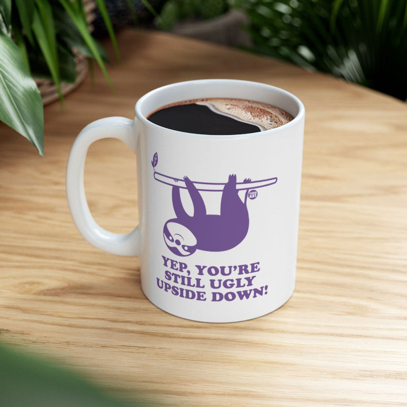 Load image into Gallery viewer, Funny Sloth Mug with Humorous Upside Down Text
