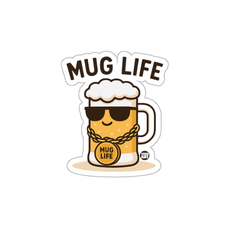 Load image into Gallery viewer, Mug Life Sticker with Beer Glass and Sunglasses Design
