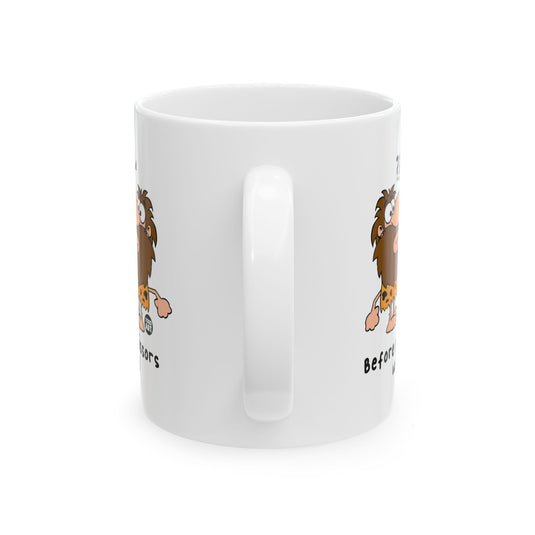 Caveman Rock Paper Scissors Coffee Mug, Funny Caveman Mug