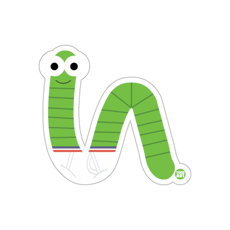 Load image into Gallery viewer, Cute Green Worm with Stripes Cartoon Sticker Product
