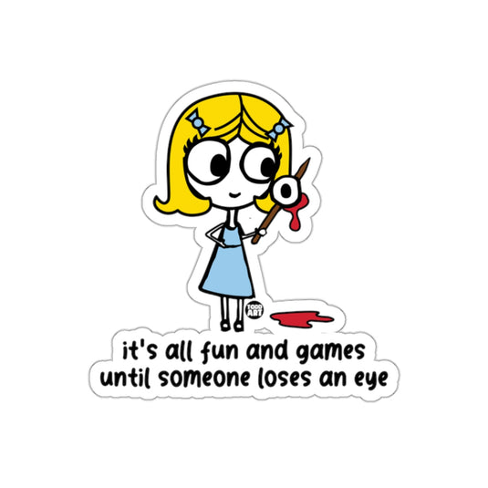Cute Blonde Girl with Bloody Eye Cartoon Sticker