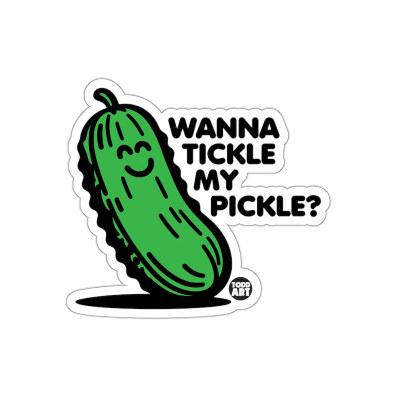 Load image into Gallery viewer, Wanna Tickle My Pickle Funny Green Pickle Illustration sticker
