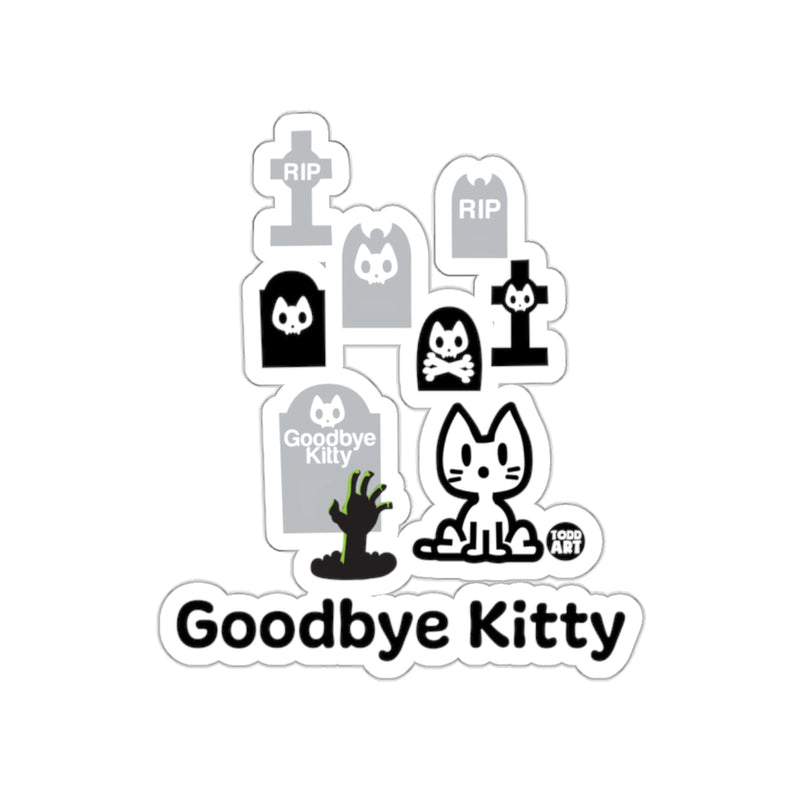 Load image into Gallery viewer, Goodbye Kitty Design with Gravestones Sticker
