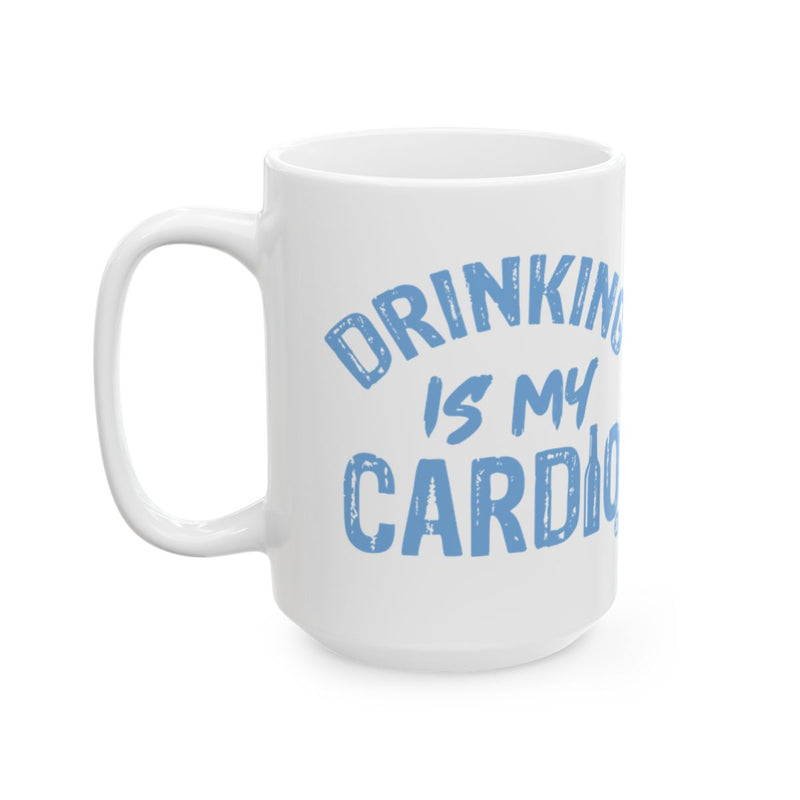 Load image into Gallery viewer, Drinking Is My Cardio White Ceramic Mug Product

