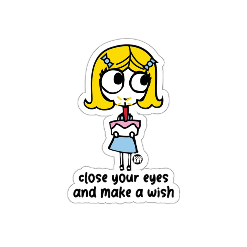 Load image into Gallery viewer, Cute Cartoon Girl with Cake Close Your Eyes Sticker

