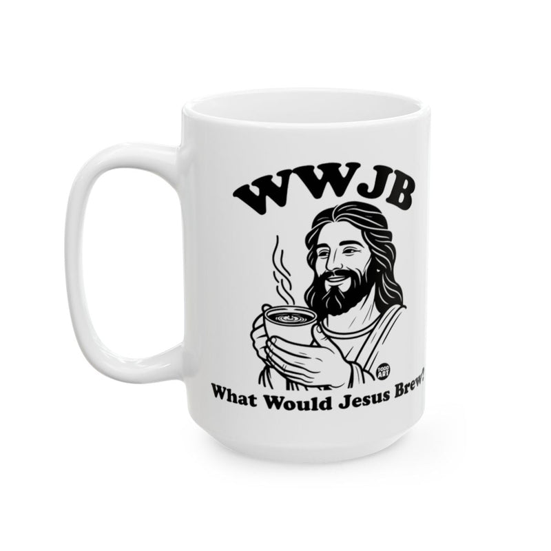 Load image into Gallery viewer, WWJB What Would Jesus Brew white mug
