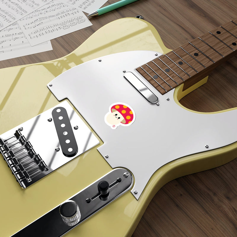 Load image into Gallery viewer, Electric Guitar with Cute Cartoon Mushroom Sticker
