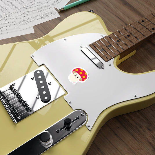 Electric Guitar with Cute Cartoon Mushroom Sticker